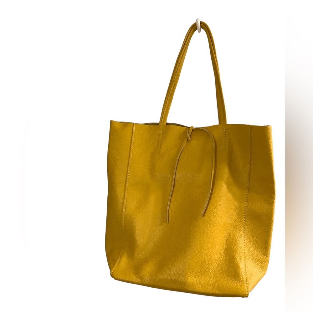 CHALA YELLOW ITALIAN SOFT LEATHER TOTE BAG.